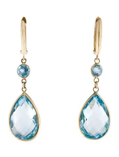 Pre-owned Jewelmak 14k Topaz Drop Earrings In Multi