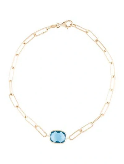 Pre-owned Jewelmak 14k Topaz Link Bracelet, 7" In Multi
