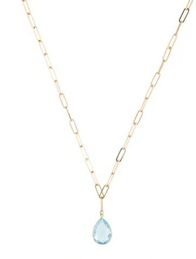 Pre-owned Jewelmak 14k Topaz Pendant Necklace, 18" In Multi