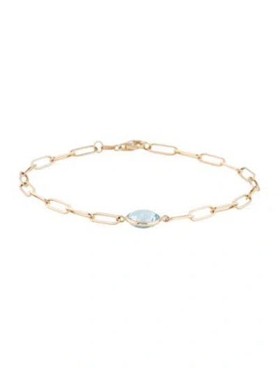 Pre-owned Jewelmak 14k Topaz Single Station Bracelet, 7" In Multi