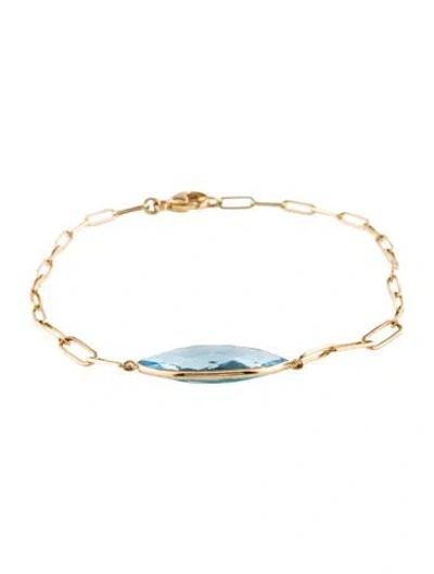Pre-owned Jewelmak 14k Topaz Station Bracelet, 7.25" In Multi