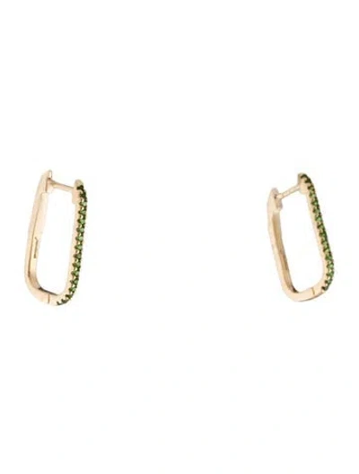 Pre-owned Jewelmak 14k Tsavorite U-hoop Earrings In Multi