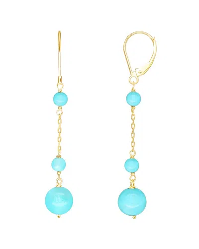 Jewelmak 14k Turquoise Dangle Earrings In Blue