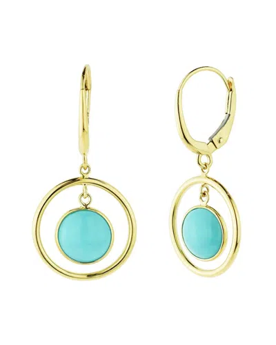 Jewelmak 14k Turquoise Halo Earrings In Gold