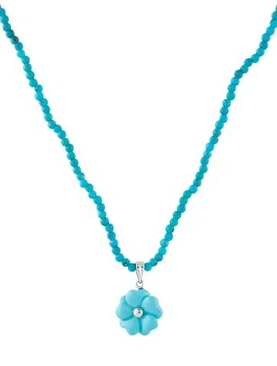 Pre-owned Jewelmak 14k Turquoise Pendant Necklace, 16" In Multi