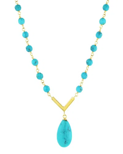Jewelmak 14k Turquoise Pendant Necklace In Blue