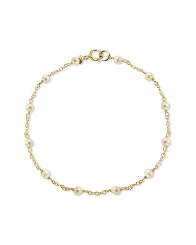 Jewelmak 14k White Pearl & Pearl Bracelet In Gold