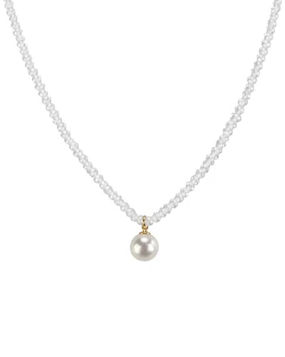 Jewelmak 14k White Topaz & Pearl Necklace