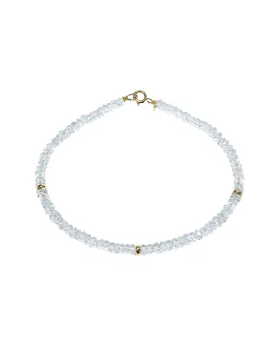 Jewelmak 14k White Topaz Bracelet In Blue
