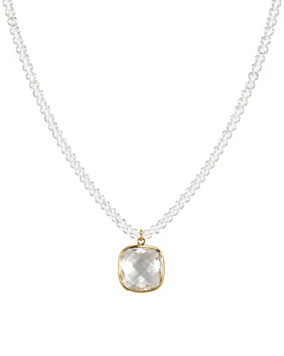 Jewelmak 14k White Topaz Necklace In Gold