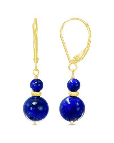 Jewelmak 14k Yellow Lapis Earrings In Blue