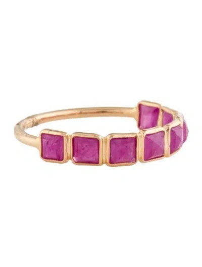 Pre-owned Jewelmak 18k 1.44ctw Glass Filled Ruby Band Ring In Multi