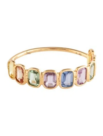 Pre-owned Jewelmak 18k 1.83ctw Sapphire Multicolor Half Eternity Band