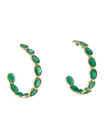 Pre-owned Jewelmak 18k 4.80ctw Emerald Hoop Earrings In Multi
