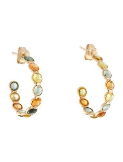 Pre-owned Jewelmak 18k 6.50ctw Sapphire Hoop Earrings In Multi