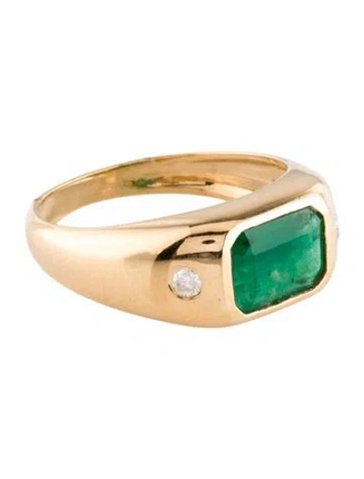 Pre-owned Jewelmak 18k Emerald & Diamond Cocktail Ring In Multi