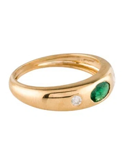 Pre-owned Jewelmak 18k Emerald & Diamond Etoile Ring In Multi