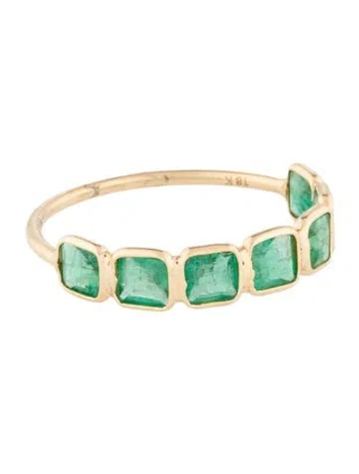 Pre-owned Jewelmak 18k Emerald Band In Multi