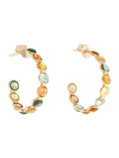 Pre-owned Jewelmak 18k Multicolor Sapphire Circles Hoop Earring