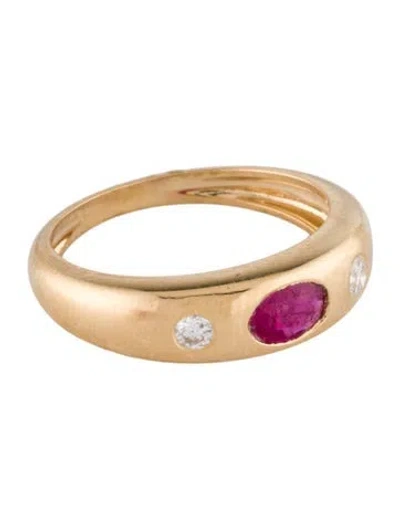 Pre-owned Jewelmak 18k Ruby & Diamond Band W/ Tags In Multi