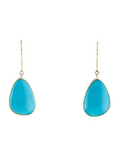 Pre-owned Jewelmak 18k Turquoise Drop Earrings In Multi