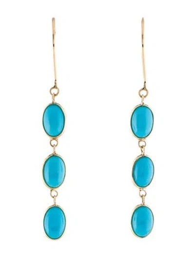 Pre-owned Jewelmak 18k Turquoise Drop Earrings In Multi