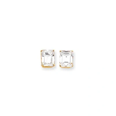 Pre-owned Jewelry 14k 12x10mm Emerald Cut Cubic Zirconia Earrings