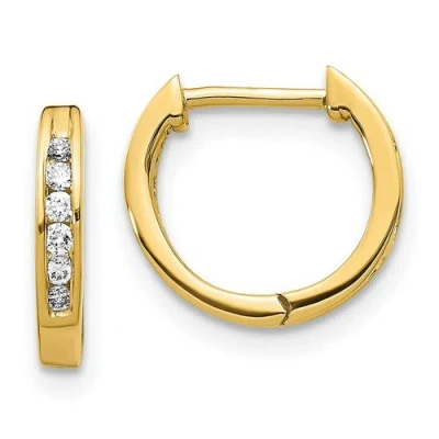 Pre-owned Jewelry 14k Gold Polished Diamond Hinged Hoop Earrings In Yellow