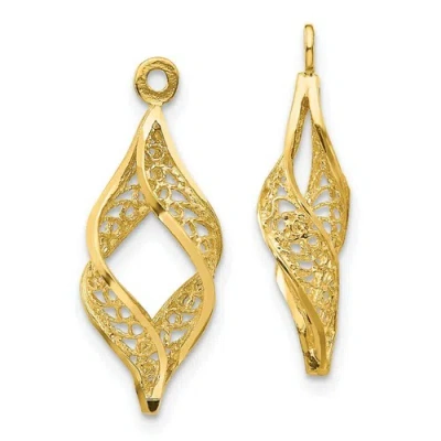 Pre-owned Jewelry 14k Polished Filigree Swirl Earring Jackets In Yellow