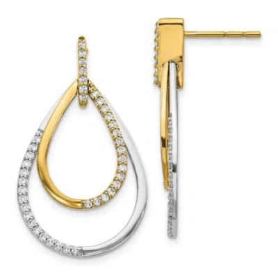 Pre-owned Jewelry 14k Two-tone Diamond Teardrop Earrings In Gold