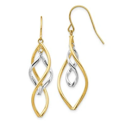 Pre-owned Jewelry 14k Two-tone Fancy Twisted Dangle Earrings In Gold
