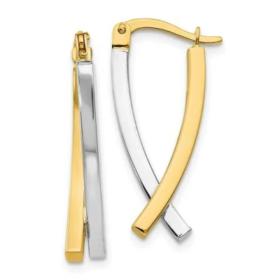 Pre-owned Jewelry 14k Two-tone Hinged Tube Earrings In Yellow