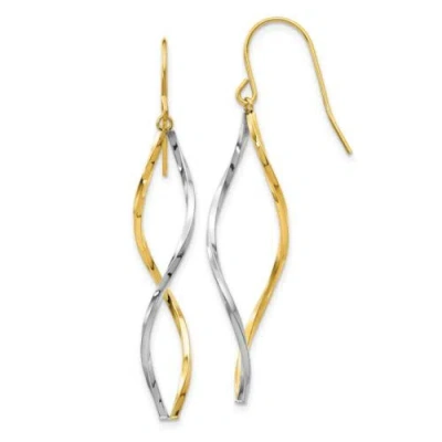 Pre-owned Jewelry 14k Two-tone Twist Dangle Earrings In Yellow