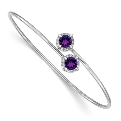 Pre-owned Jewelry 14k White Gold Amethyst Flexible Bangle