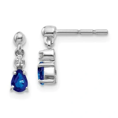 Pre-owned Jewelry 14k White Gold Blue Sapphire & Diamond Dangle Post Earrings