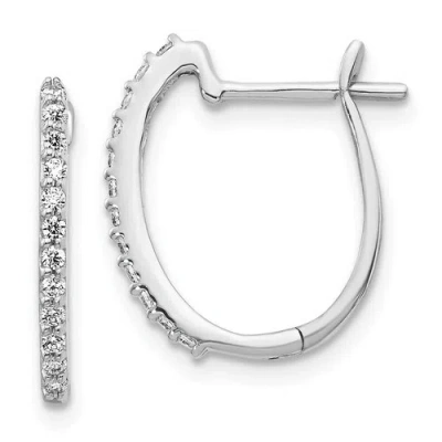 Pre-owned Jewelry 14k White Gold Diamond 1.3mm Hinged Hoop Earrings