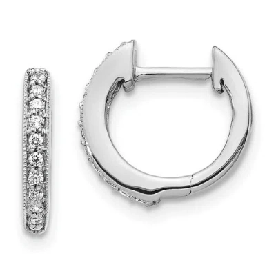 Pre-owned Jewelry 14k White Gold Diamond Hinged Hoop Earrings