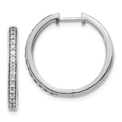 Pre-owned Jewelry 14k White Gold Diamond Hoop Earrings