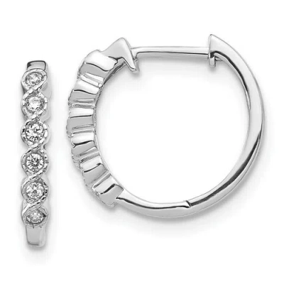 Pre-owned Jewelry 14k White Gold Diamond Hoop Earrings