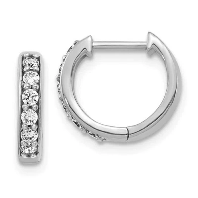 Pre-owned Jewelry 14k White Gold Diamond Hoop Earrings