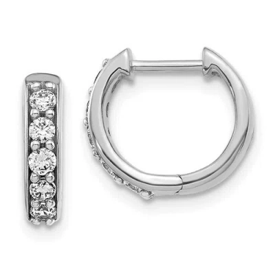 Pre-owned Jewelry 14k White Gold Diamond Hoop Earrings