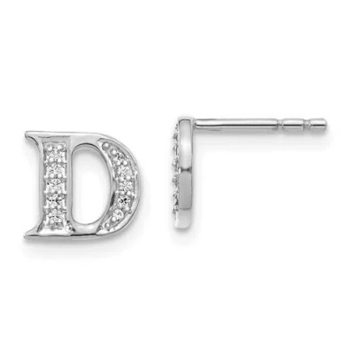 Pre-owned Jewelry 14k White Gold Diamond Initial D Earrings