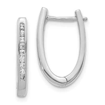 Pre-owned Jewelry 14k White Gold Diamond Oval Hoop Earrings