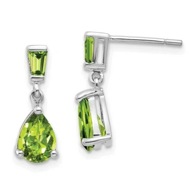Pre-owned Jewelry 14k White Gold Peridot Dangle Post Earrings