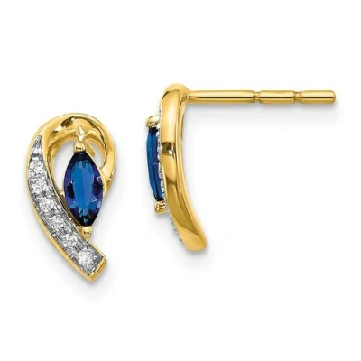 Pre-owned Jewelry 14k Yellow Gold Diamond & Sapphire Earrings