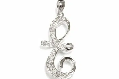 Pre-owned Jewelry By Arsa 0.1 Ctw Natural Diamond Solid 14k White Gold Letter E Initial Drop Pendant 24 Mm In G-h