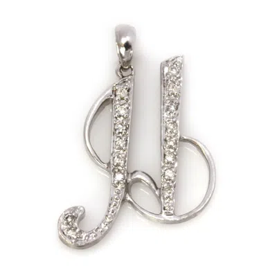 Pre-owned Jewelry By Arsa 0.1 Ctw Natural Diamond Solid 14k White Gold Letter H Initial Drop Pendant 24 Mm In G-h