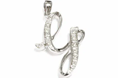 Pre-owned Jewelry By Arsa 0.1 Ctw Natural Diamond Solid 14k White Gold Letter Initial Drop Pendant 24 Mm In G-h