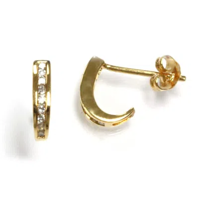 Pre-owned Jewelry By Arsa 0.25 Ctw Natural Diamond Solid 14k Yellow Gold Channel Set J Hoop Earrings 11 Mm In G-h