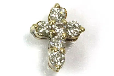 Pre-owned Jewelry By Arsa 0.3 Ctw Natural Diamond (g-h, Si) Solid 14k Yellow Gold Tiny Cross Pendant 10 Mm